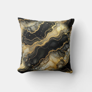 Marble Black and White + Gold Luxury Cushion