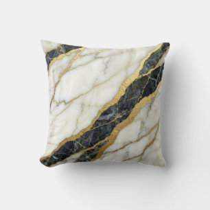Marble Black and White + Gold Luxury Cushion