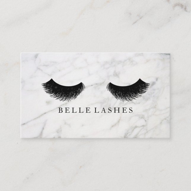 Marble Black Eyelash Luxury Beauty Business Card (Front)