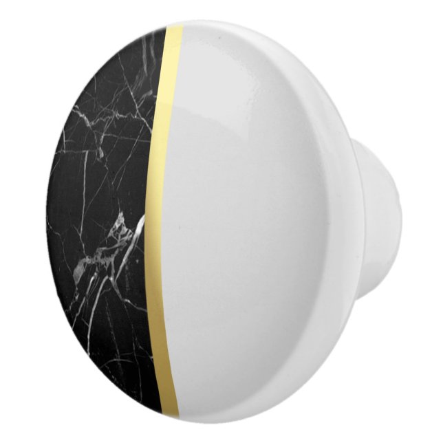 Marble Black, Gold and Grey Ceramic Knob. Ceramic Knob (Right)