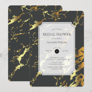 Marble Black Gold Bridal Shower Invitation