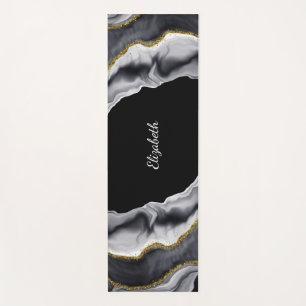 Marble Black Gold Personalise Yoga Mat