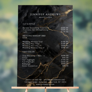 Marble, Black-Gold, Salon Acrylic Sign