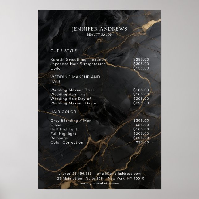 Marble, Black-Gold, Salon Poster (Front)