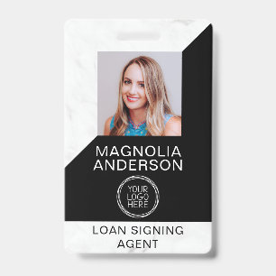 Marble Black Logo Photo Mobile Notary ID Badge