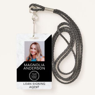 Marble Black Logo Photo Mobile Notary ID Badge