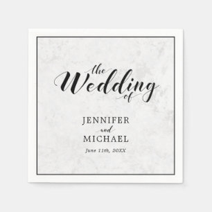 Marble & Black Modern Typography Wedding Napkin
