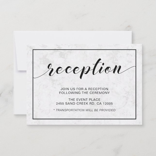 Marble & Black Modern Typography Wedding Reception Invitation (Front)