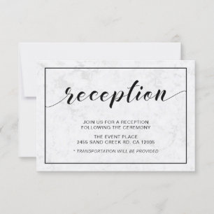 Marble & Black Modern Typography Wedding Reception Invitation