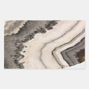 Marble black white agate gemstone  rectangular sticker