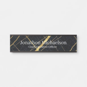 Marble Black, White and Gold Office Door Sign