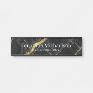 Marble Black, White and Gold Office Door Sign