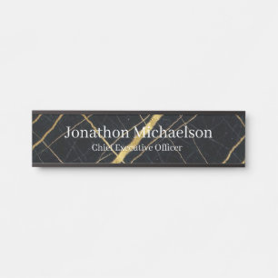 Marble Black, White and Gold Office Door Sign