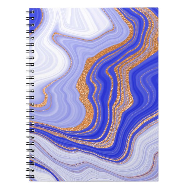 Marble Blue Gold, Abstract Modern. Notebook (Front)