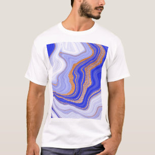 Marble Blue Gold, Abstract Modern. T-Shirt