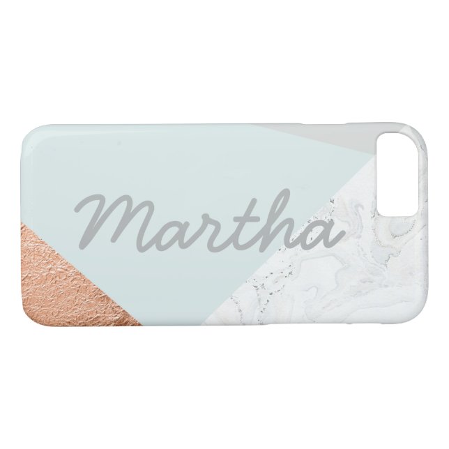 Marble, blue, grey and rose gold Case-Mate iPhone case (Back (Horizontal))