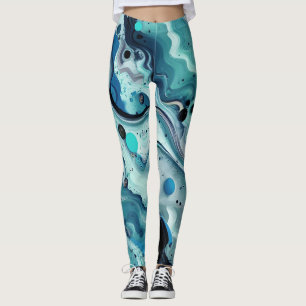 Marble blue-teal leggings