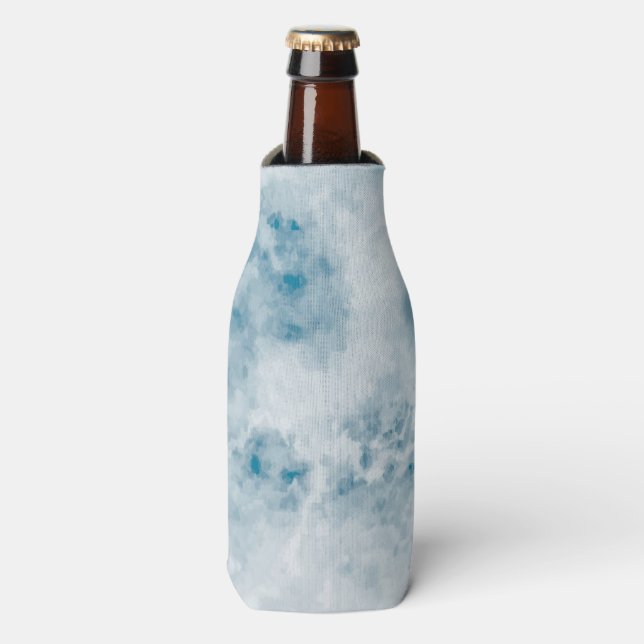 Marble Blue Texture Background Bottle Cooler (Bottle Front)