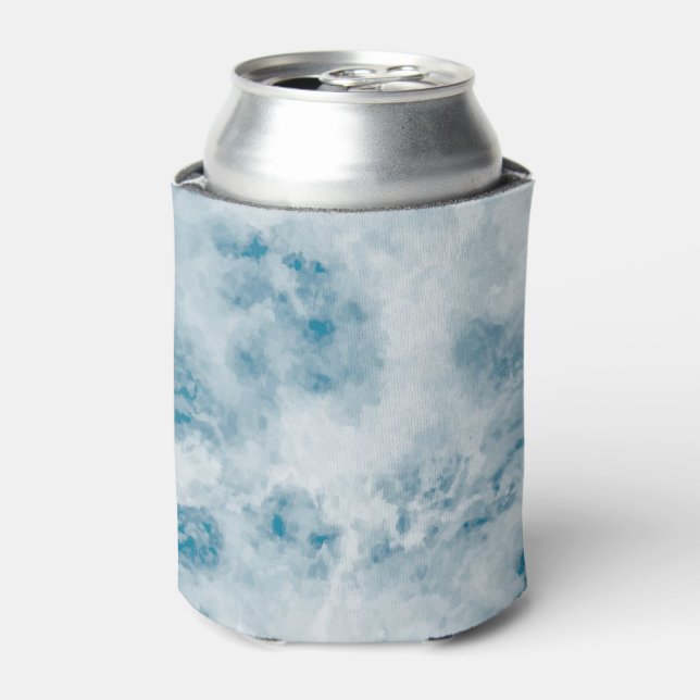Marble Blue Texture Background Can Cooler (Can Front)
