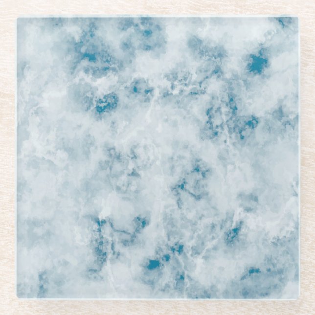 Marble Blue Texture Background Glass Coaster (Front)