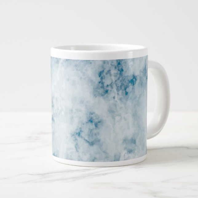 Marble Blue Texture Background Large Coffee Mug (Front Right)
