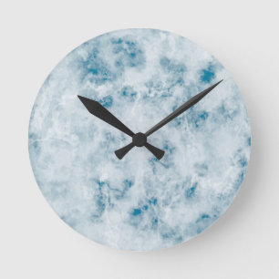 Marble Blue Texture Background Round Clock