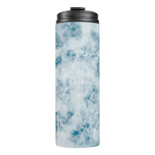 Marble Blue Texture Background Thermal Tumbler (Front)