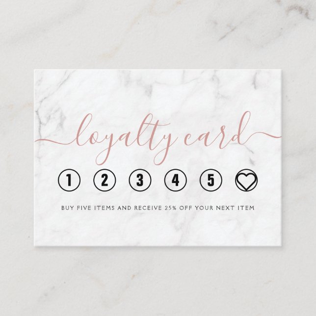 Marble Blush Hand Lettering Circles Loyalty Card (Front)