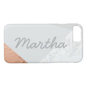 Marble blush pink grey and rose gold iPhone 8/7 case