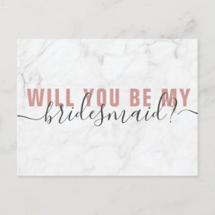 Marble Blush Script Bridesmaid Proposal Card