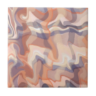 Marble boho tartan swirl orange terracotta purple  tile