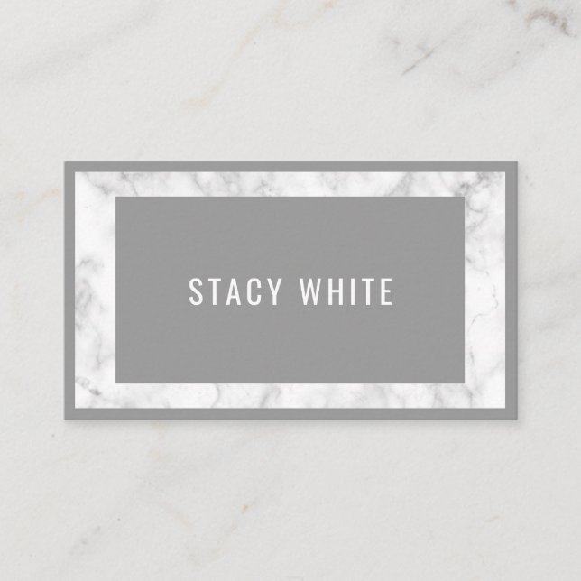Marble Border Minimal Modern Trendy Grey Business Card (Front)