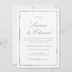 Marble Border Wedding Invitation - Cornflower Blue