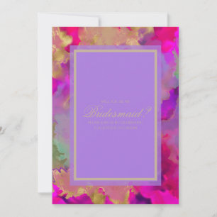 Marble bridesmaid pink, purple and gold invitation