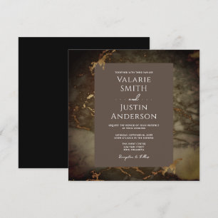 Marble Brown and Gold Wedding Invitation