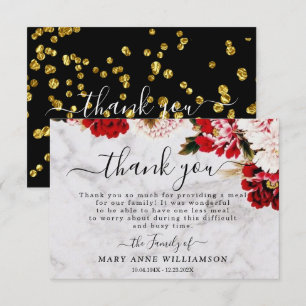 Marble Burgundy Blush Funeral Food Thank You Card