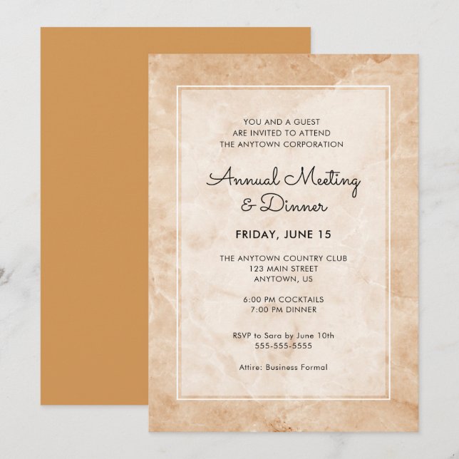 Marble Business Professional Annual Dinner Invitation (Front/Back)