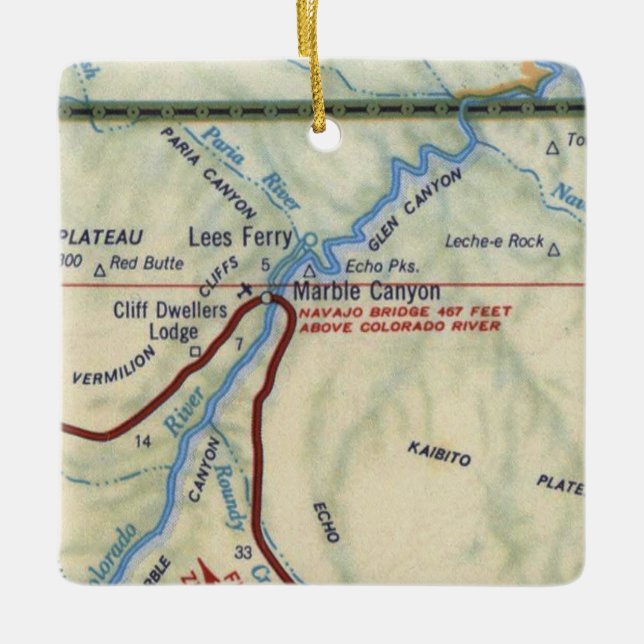 Marble Canyon AZ Vintage Map Ceramic Ornament (Front)