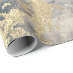 Marble Champaigne Gold Grey Blue Metal Stroke Wrapping Paper<br><div class="desc">Minimalism and elegance according to actual interior decor trends.  For Many Luxury Glam Occasions</div>