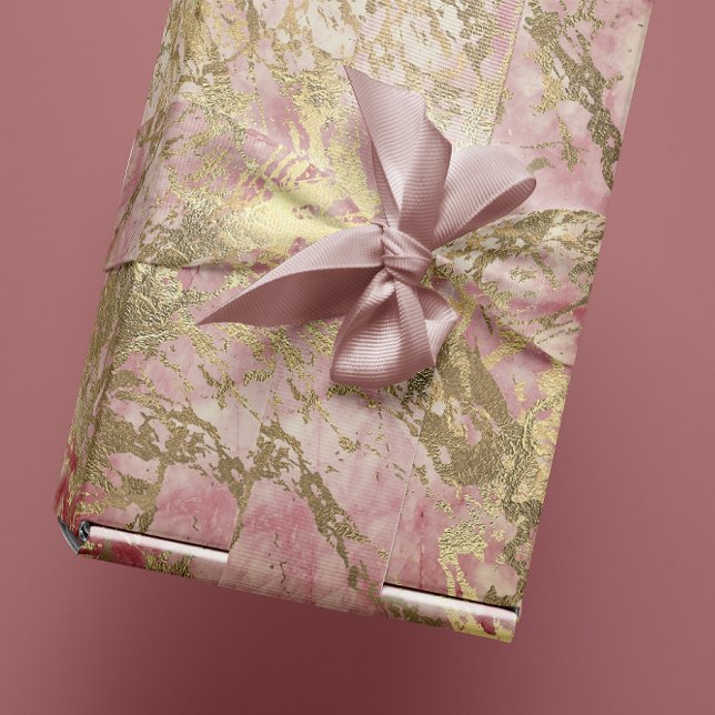 Marble Champaigne Gold Peony Pink Metal Strokes Wrapping Paper (Marble Champaigne Gold Peony Pink Metal Strokes Wrapping Paper)