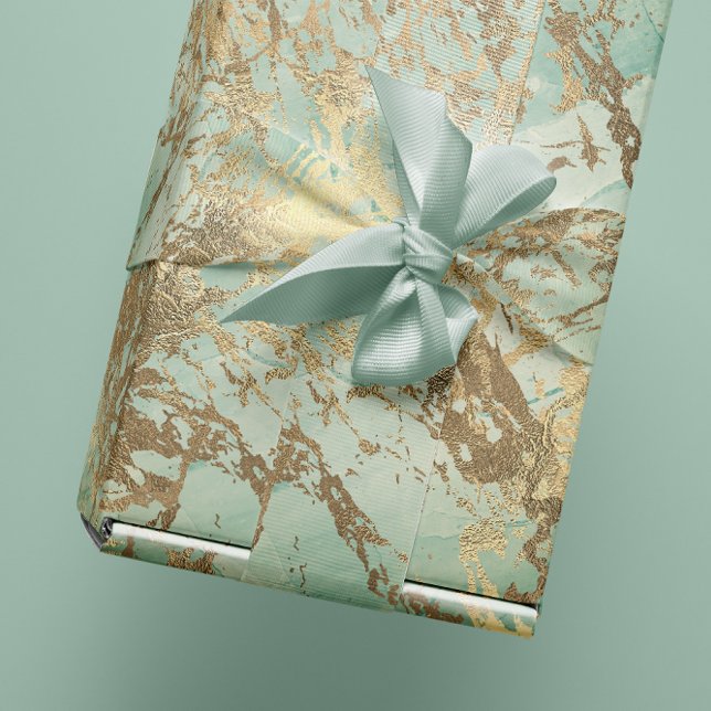 Marble Champaigne Gold Sepia Mint Metal Strokes Wrapping Paper (Marble Champaigne Gold Sepia Mint Metal Strokes Wrapping Paper)