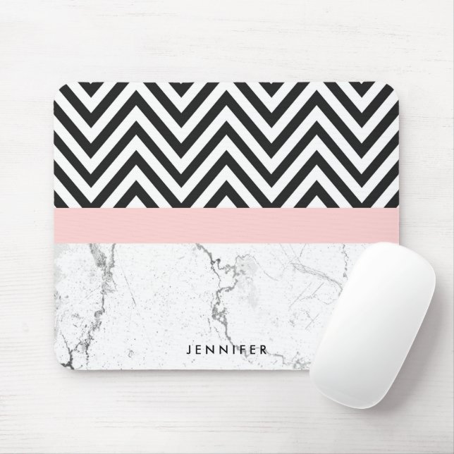 Marble & Chevron Mouse Mat (With Mouse)