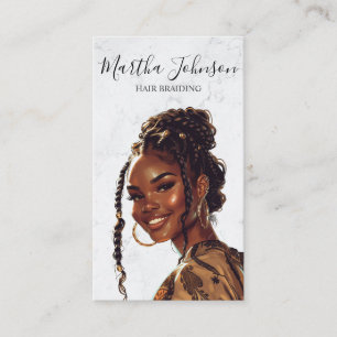 Marble Chic Afro American Braids Braiding QR Code Business Card