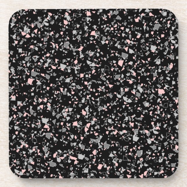 Marble chips stone shapes pieces abstract textured coaster (Front)