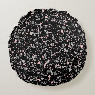 Marble chips stone shapes pieces abstract textured round cushion