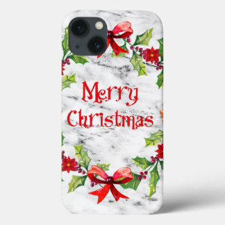 Marble Christmas Flowers 5 Pattern iPhone 13 Case