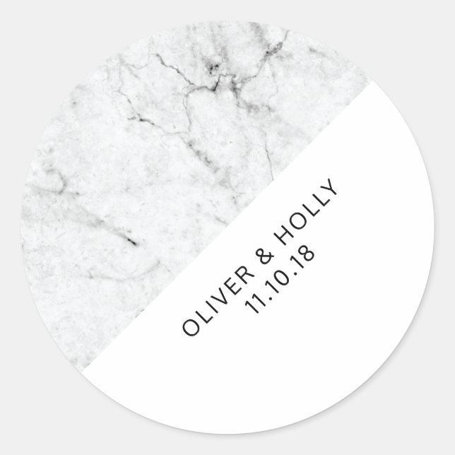 Marble circle favour sticker (Front)