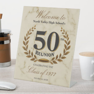 Marble Class of 1977 50th High School Reunion Pedestal Sign