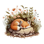 Marble coaster cute sleeping fox<br><div class="desc">Cute sleeping fox on a marble coaster</div>