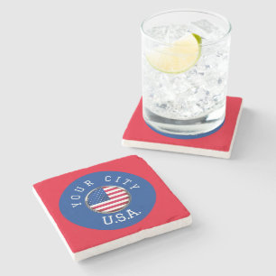 Marble Coaster - USA Personalised - Add City Name